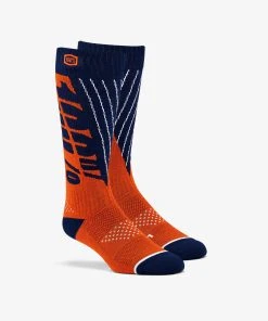 100% TORQUE Comfort Moto Socks Navy/Orange