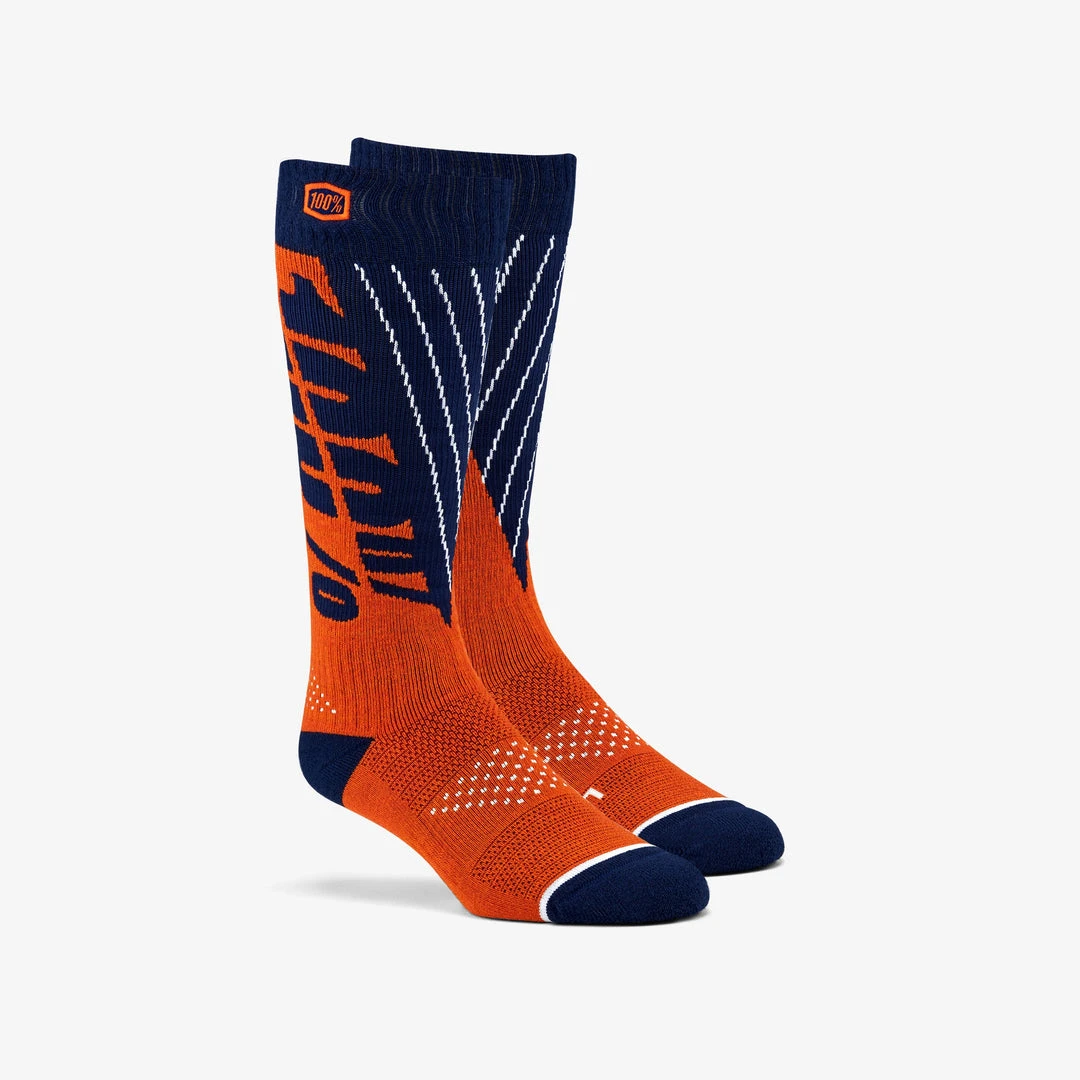 100% TORQUE Comfort Moto Socks Navy/Orange 3 100% TORQUE Comfort Moto Socks Navy/Orange