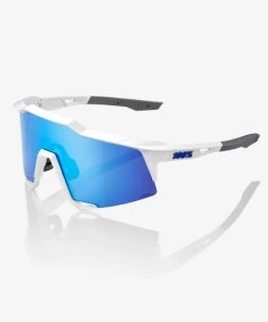 100% Europe Sunglasses SPEEDCRAFT - Matte White - HiPER Blue Multilayer Mirror Lens - SP22