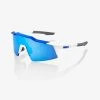 100% Europe Sunglasses SPEEDCRAFT® SL - Matte White/Metallic Blue - HiPER® Blue Multilayer Mirror Lens