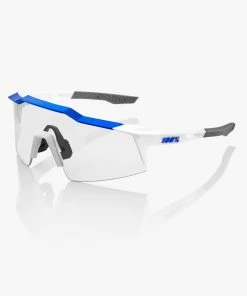 100% Europe Sunglasses SPEEDCRAFT® SL - Matte White/Metallic Blue - HiPER® Blue Multilayer Mirror Lens