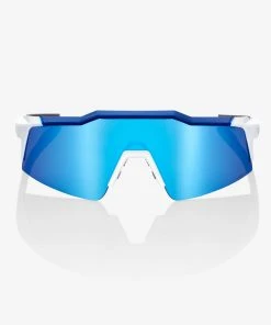 100% Europe Sunglasses SPEEDCRAFT® SL - Matte White/Metallic Blue - HiPER® Blue Multilayer Mirror Lens