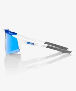 100% Europe Sunglasses SPEEDCRAFT® SL - Matte White/Metallic Blue - HiPER® Blue Multilayer Mirror Lens