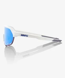 100% Europe Sunglasses S2 - Matte White - HiPER Blue Multilayer Mirror Lens
