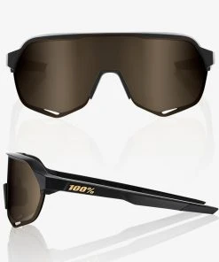 100% Europe Sunglasses S2 - Matte Black - Soft Gold Mirror Lens