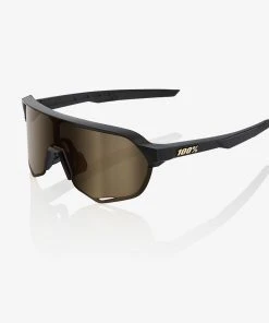 100% Europe Sunglasses S2 - Matte Black - Soft Gold Mirror Lens