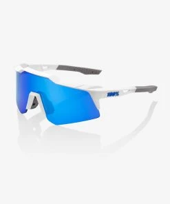 100% Europe SPEEDCRAFT® XS - Matte White - Blue Multilayer Mirror Lens Sunglasses