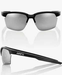 100% Europe SPORTCOUPE - Matte Black - HiPER Silver Mirror Lens