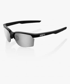 100% Europe SPORTCOUPE - Matte Black - HiPER Silver Mirror Lens