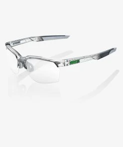 100% Europe SPORTCOUPE - Polished Translucent Crystal Grey - Green Multilayer Mirror Lens