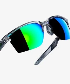 100% Europe SPORTCOUPE - Polished Translucent Crystal Grey - Green Multilayer Mirror Lens