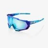 100% Europe SPEEDTRAP - Matte Metallic Into The Fade - Blue Topaz Multilayer Mirror Lens - 1 Sunglasses