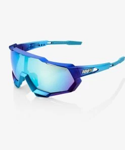100% Europe SPEEDTRAP - Matte Metallic Into The Fade - Blue Topaz Multilayer Mirror Lens - 1 Sunglasses