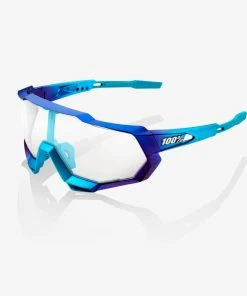 100% Europe SPEEDTRAP - Matte Metallic Into The Fade - Blue Topaz Multilayer Mirror Lens - 1 Sunglasses