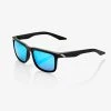100% Europe Sunglasses BLAKE - Matte Black - HiPER Blue Multilayer Mirror Lens - SP22