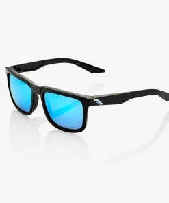 100% Europe Sunglasses BLAKE - Matte Black - HiPER Blue Multilayer Mirror Lens - SP22