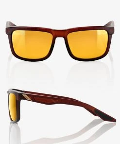 100% Europe BLAKE - Soft Tact Rootbeer - Flash Gold Lens Sunglasses