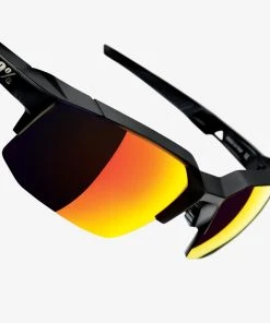 100% Europe Sunglasses SPEEDCOUPE - Soft Tact Black - HIPER Red Multilayer Mirror Lens