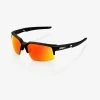 100% Europe Sunglasses SPEEDCOUPE - Soft Tact Black - HIPER Red Multilayer Mirror Lens