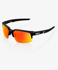 100% Europe Sunglasses SPEEDCOUPE - Soft Tact Black - HIPER Red Multilayer Mirror Lens