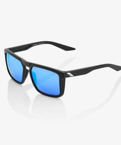100% Europe Sunglasses RENSHAW - Matte Black - HiPER Blue Multilayer Mirror Lens