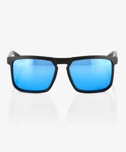 100% Europe Sunglasses RENSHAW - Matte Black - HiPER Blue Multilayer Mirror Lens