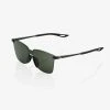 100% Europe LEGERE Square - Matte Black - Grey Green Lens Sunglasses