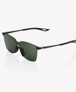 100% Europe LEGERE Square - Matte Black - Grey Green Lens Sunglasses