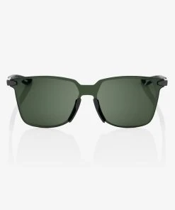 100% Europe LEGERE Square - Matte Black - Grey Green Lens Sunglasses