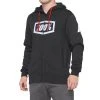 100% SYNDICATE Zip Hooded Sweatshirt - Black Heather/White