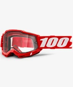 100% Europe Enduro Goggles ACCURI 2 Enduro Moto Goggle Red - Clear Dual Lens