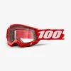 100% Europe ACCURI 2 Enduro MTB Goggle Red - Clear Vented Dual Lens Enduro Goggles