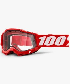 100% Europe ACCURI 2 Enduro MTB Goggle Red - Clear Vented Dual Lens Enduro Goggles