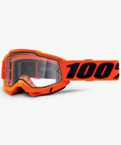 100% Europe ACCURI 2 Enduro MTB Goggle Neon Orange - Clear Vented Dual Lens