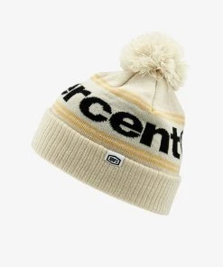 100% Europe RISE Cuff Beanie W/Pom Pom Chalk