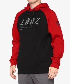 100% Fleece BARRAGE Hooded Pullover Sweatshirt Chili Pepper/Black