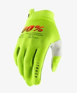100% ITRACK Youth Gloves Fluo Yellow