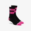 100% FLOW Performance MTB Socks Black/Fluo Pink