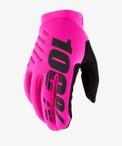 100% BRISKER Women's Gloves Neon Pink/Black