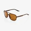 100% Europe Sunglasses KASIA Aviator Round - Soft Tact Havana Bronze PEAKPOLAR Lens SP22
