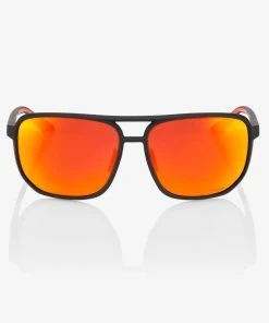 100% Europe KONNOR - Soft Tact Black - HiPER Red Multilayer Mirror Lens Sunglasses