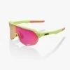 100% Europe Sunglasses S2 - Matte Washed Out Neon Yellow - Purple Multilayer Mirror Lens