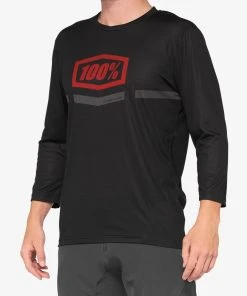 100% AIRMATIC 3/4 Sleeve Jersey Black/Red