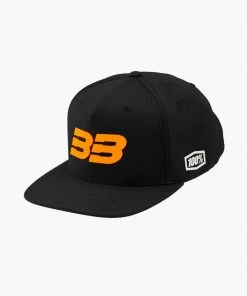 100% Europe BB33 Snapback Hat Black/Fluo Orange