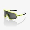 100% Europe Sunglasses GLENDALE - Soft Tact Washed Out Neon Yellow - Smoke Lens