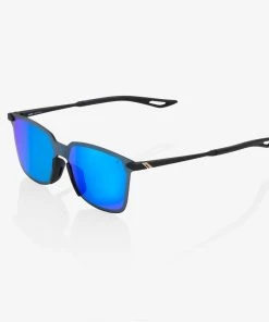 100% Europe LEGERE SQUARE - Soft Tact Black - Blue Multilayer Mirror Lens Sunglasses
