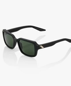 100% Europe Sunglasses RIDELEY - Soft Tact Black - Grey Green Lens