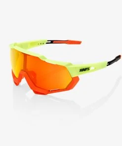100% Europe Sunglasses SPEEDTRAP¨ - Soft Tact Black - HiPER¨ Red Multilayer Mirror Lens