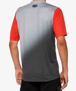 100% Men's Jerseys CELIUM Short Sleeve Jersey Grey/Racer Red