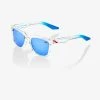 100% Europe HUDSON - Jorge Martin SE Polished Clear - HiPER Blue Multilayer Mirror Lens Sunglasses